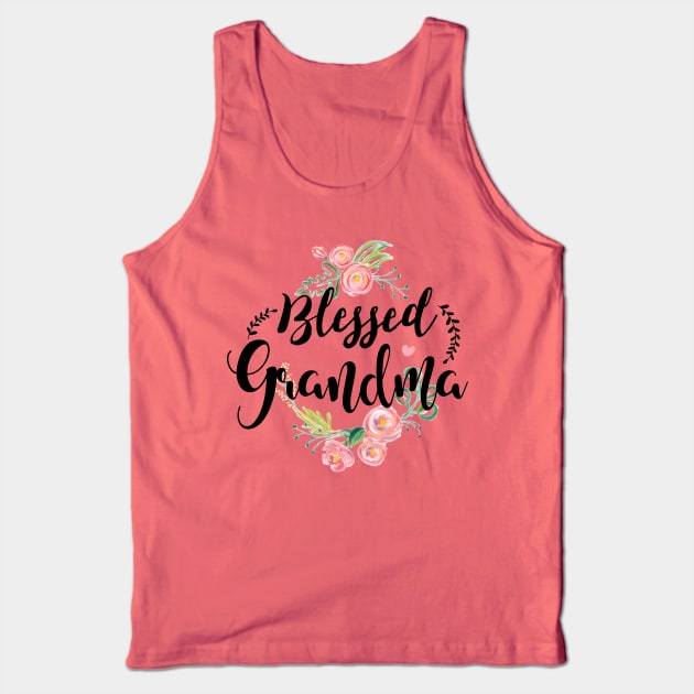 Blessed Grandma T-Shirt with floral, heart Mother's Day Gift Tank Top by Wintrly